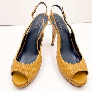 {Cole Haan} Quilted Leather Sling-Back Platforms